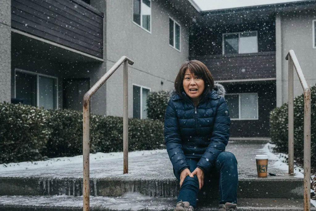 Woman hurt after slipping on icy apartment steps