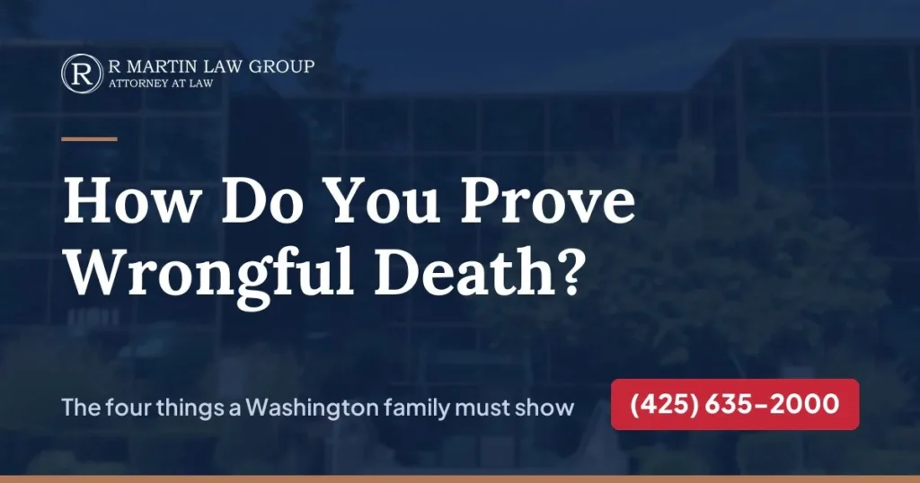 How do you prove wrongful death, R Martin Law Group card