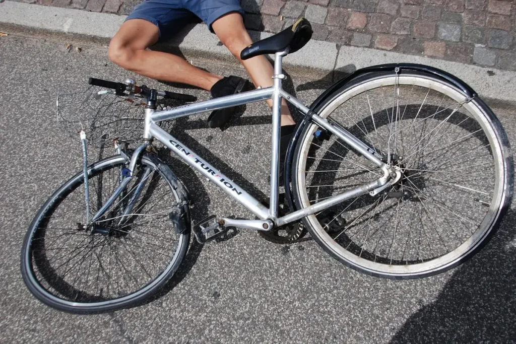Bicycle lying on the road after a crash