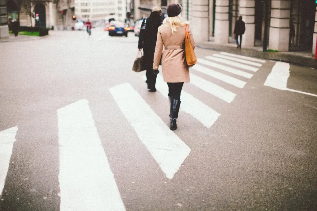 People walking in a crosswalk